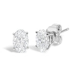 14K Gold Lab Grown Oval Solitaire Diamond Stud Earrings-3 thumbnail 4