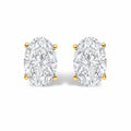 14K Gold Lab Grown Oval Solitaire Diamond Stud Earrings-0