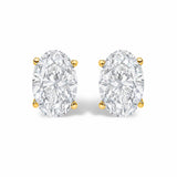 14K Gold Lab Grown Oval Solitaire Diamond Stud Earrings-0 thumbnail 1