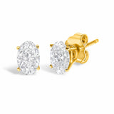 14K Gold Lab Grown Oval Solitaire Diamond Stud Earrings-2 thumbnail 3