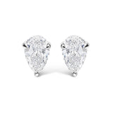 14K Gold Lab Grown Pear Shaped Solitaire Diamond Stud Earrings-1 thumbnail 2