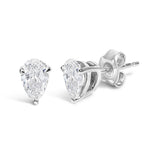 14K Gold Lab Grown Pear Shaped Solitaire Diamond Stud Earrings-3 thumbnail 4