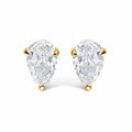 14K Gold Lab Grown Pear Shaped Solitaire Diamond Stud Earrings-0