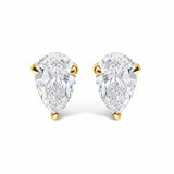 14K Gold Lab Grown Pear Shaped Solitaire Diamond Stud Earrings-0 thumbnail 1