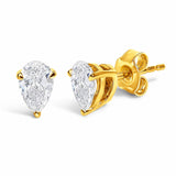 14K Gold Lab Grown Pear Shaped Solitaire Diamond Stud Earrings-2 thumbnail 3