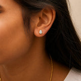 14K Gold Lab Grown Pear Shaped Solitaire Diamond Stud Earrings-4 thumbnail 5