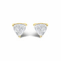 14K Gold Lab Grown Trillion Cut Solitaire Diamond Stud Earrings-0