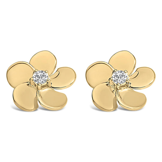 10K Gold 1/3 Cttw Lab Grown Diamond Flower Petal Stud Earrings-0