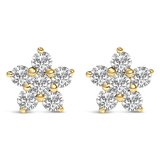 10K gold star stud earrings with lab grown diamonds set across the points
