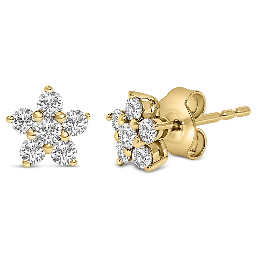 10K Gold 1/2 Cttw Lab Grown Diamond Star Stud Earrings