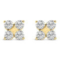 10K gold snowflake stud earrings with clustered round diamond stones
