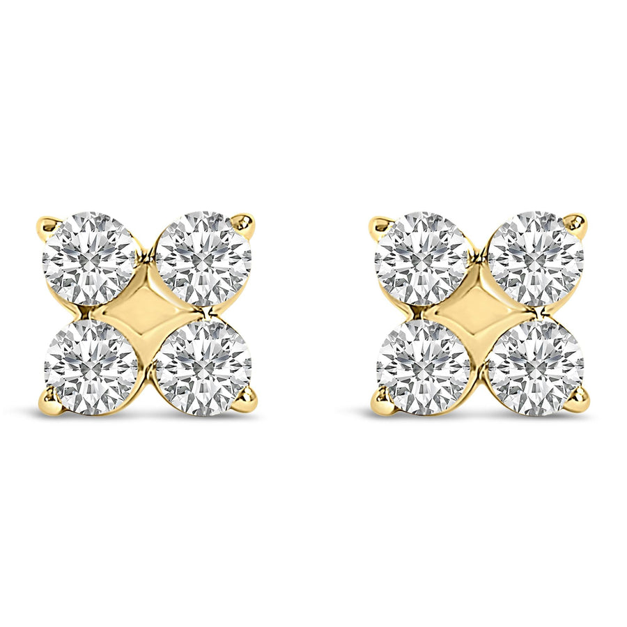 10K Gold 1/2 Cttw Lab Grown Diamond Snowflake Stud Earrings