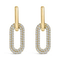 10K gold dangling paperclip drop earrings with lab grown diamond accents