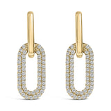 10K gold dangling paperclip drop earrings with lab grown diamond accents thumbnail 1