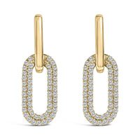 10K Gold 1/2 Cttw Lab Grown Diamond Dangling Paperclip Drop Earrings