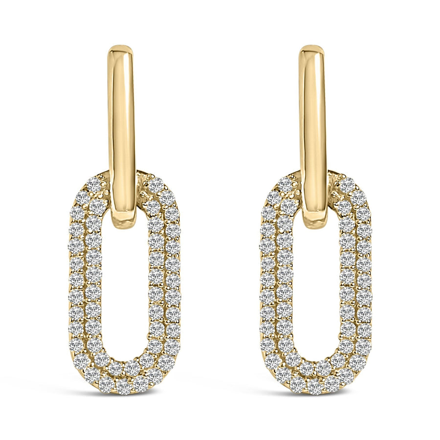 10K Gold 1/2 Cttw Lab Grown Diamond Dangling Paperclip Drop Earrings