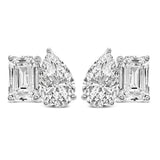 14K Gold 2.0 Cttw Emerald and Pear Toi et Moi Lab Grown Diamond Stud Earrings-1 thumbnail 2