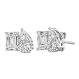 14K Gold 2.0 Cttw Emerald and Pear Toi et Moi Lab Grown Diamond Stud Earrings-3 thumbnail 4