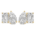 14K Gold 2.0 Cttw Emerald and Pear Toi et Moi Lab Grown Diamond Stud Earrings-0