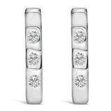 10K Gold 1/10 Cttw Three Stone Lab Grown Diamond Oval Huggies Hoop Earrings-1 thumbnail 2