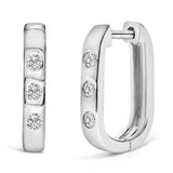 10K Gold 1/10 Cttw Three Stone Lab Grown Diamond Oval Huggies Hoop Earrings-3 thumbnail 4