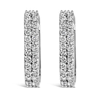 10K Yellow Gold 1/4 Cttw Lab Grown Diamond Double Row Huggie Hoop Earrings