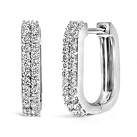 10K Yellow Gold 1/4 Cttw Lab Grown Diamond Double Row Huggie Hoop Earrings