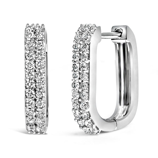 10K Yellow Gold 1/4 Cttw Lab Grown Diamond Double Row Huggie Hoop Earrings