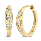 10K Gold 1/5 Cttw Lab Grown Diamond Three Stone Huggie Hoop Earrings-2 thumbnail 3