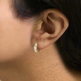10K Gold 1/5 Cttw Lab Grown Diamond Three Stone Huggie Hoop Earrings-4 thumbnail 5