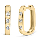 10K Gold 1/10 Cttw Three Stone Lab Grown Diamond Oval Huggies Hoop Earrings-2 thumbnail 3
