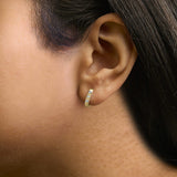 10K Gold 1/10 Cttw Three Stone Lab Grown Diamond Oval Huggies Hoop Earrings-4 thumbnail 5