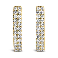10K Yellow Gold 1/4 Cttw Lab Grown Diamond Double Row Huggie Hoop Earrings