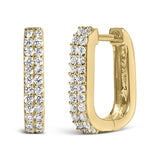 10K Yellow Gold 1/4 Cttw Lab Grown Diamond Double Row Huggie Hoop Earrings-2 thumbnail 3