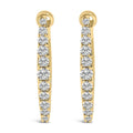 10K gold huggie hoop earrings with heart shaped lab grown diamond stones