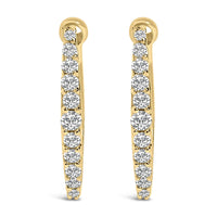 10K Gold 1/4 Cttw Lab Grown Diamond Heart Shaped Huggy Hoop Earrings