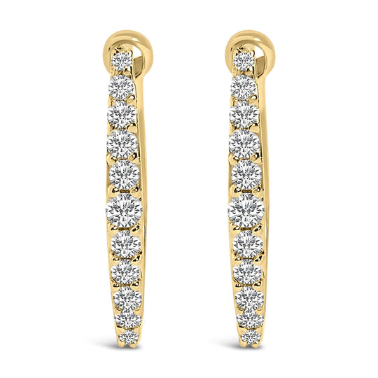10K Gold 1/4 Cttw Lab Grown Diamond Heart Shaped Huggy Hoop Earrings-0