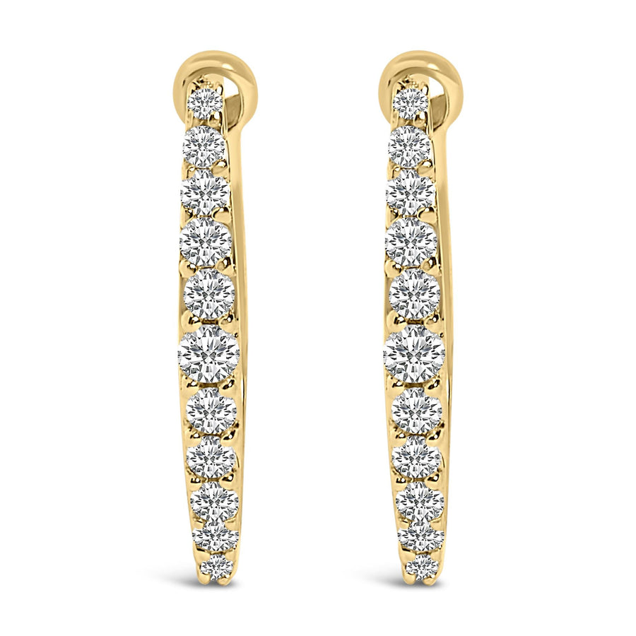 10K Gold 1/4 Cttw Lab Grown Diamond Heart Shaped Huggy Hoop Earrings