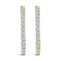14K gold hoop earrings with oval lab grown diamond stones