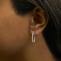 14K Gold 1.0 Cttw Oval Lab Grown Diamond Hoop Earrings