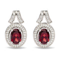 .925 Sterling Silver Garnet and 1/5 Cttw Diamond Drop Earring-0