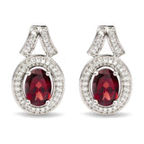 .925 Sterling Silver Garnet and 1/5 Cttw Diamond Drop Earring-0 thumbnail 1