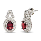 .925 Sterling Silver Garnet and 1/5 Cttw Diamond Drop Earring-1 thumbnail 2