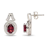 .925 Sterling Silver Garnet and 1/5 Cttw Diamond Drop Earring-3 thumbnail 4