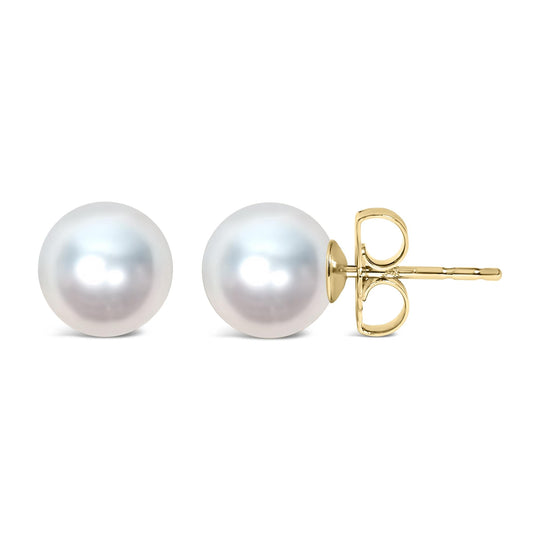 14K Yellow Gold 7-7.5MM Akoya Cultured Pearl Solitaire Stud Earrings-0