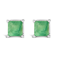 14K Gold 5x5MM Princess Cut Gemstone Solitaire Stud Earrings