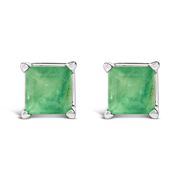 14K Gold 5x5MM Princess Cut Gemstone Solitaire Stud Earrings