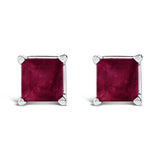 14K Gold 5x5MM Princess Cut Gemstone Solitaire Stud Earrings-9 thumbnail 10