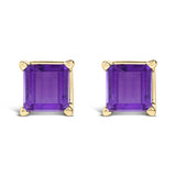 14K Gold 5x5MM Princess Cut Gemstone Solitaire Stud Earrings-4 thumbnail 5