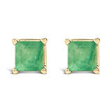 14K Gold 5x5MM Princess Cut Gemstone Solitaire Stud Earrings-3 thumbnail 4